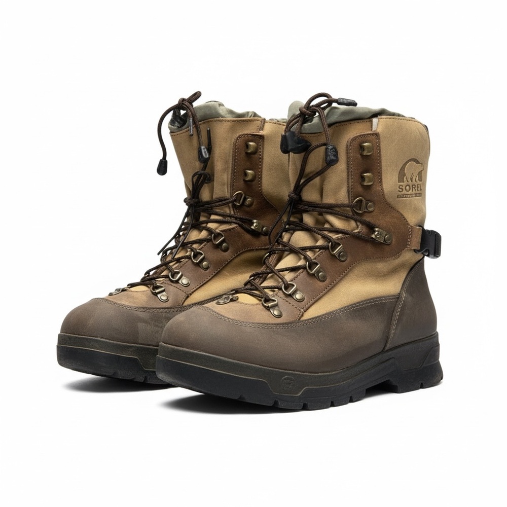 Sorel Kaufman Canada Mens Brown Leather Insulated Winter Snow Boots Buckle Strap